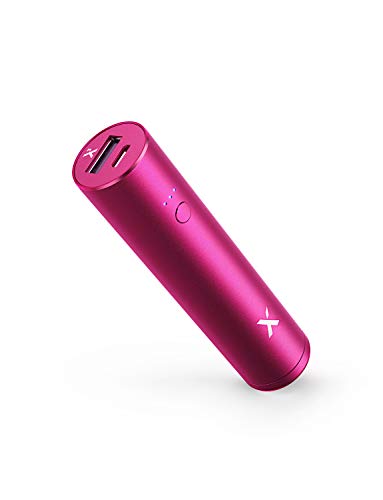 Product Cover Lipstick Charger 3350mAh Xcentz, Compact External Battery Premium Aluminum with Flashlight Pocket Portable Charger Power Bank Phone Charger for iPhone, Samsung Galaxy, Other Android Phone - Red