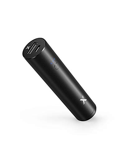 Product Cover Lipstick Portable Charger 3350mAh Xcentz, Compact External Battery Premium Aluminum with Flashlight Pocket Power Bank Phone Charger for iPhone 11, 11 Pro, Xs, X, 8, Android Smartphone(Black)