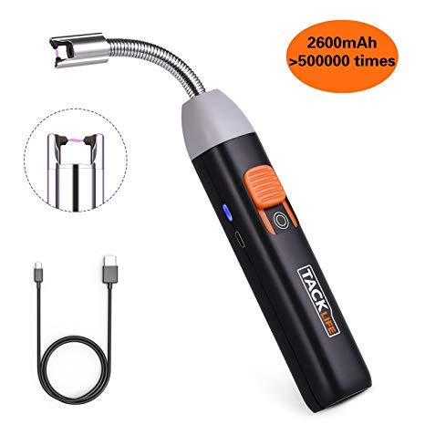 Product Cover Lighter, Tacklife Electric Arc Lighter, 2600mAh-18650 Lithium-ion Battery, 1000 Times per Full Charge, 360° Long Flexible Neck USB Rechargeable Candle Lighter, Windproof for Candles,BBQ, Fireworks