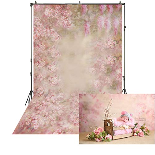 Product Cover 5x6.5ft Colorful Fantasy Background Pink Painting Flower Backdrop for Photography Baby Shower Backdrop Maternity Shoots Newborn Photo Studio Background Seamless XT-6760