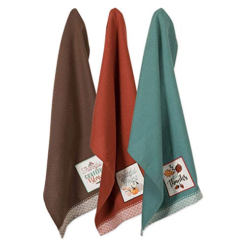 Product Cover DII CAMZ10699 Cotton Thanksgiving Holiday Dish Towels, Set of 3, Asst. Grateful, 3 Pack