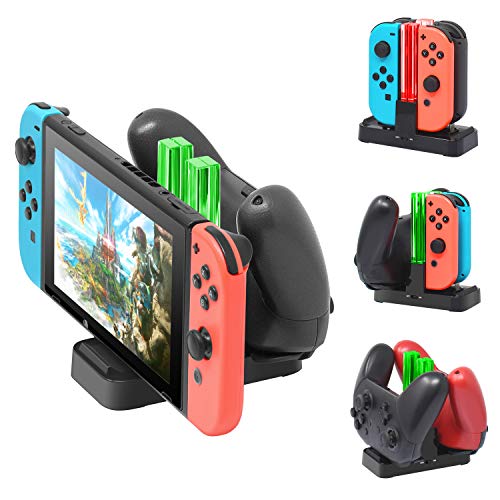 Product Cover [New Version]Charger for Nintendo Switch Pro Controllers and Joy-Cons,Charging Stand for Nintendo Switch with 2 Type-C USB Ports and 1 Type-C USB Charger Cable
