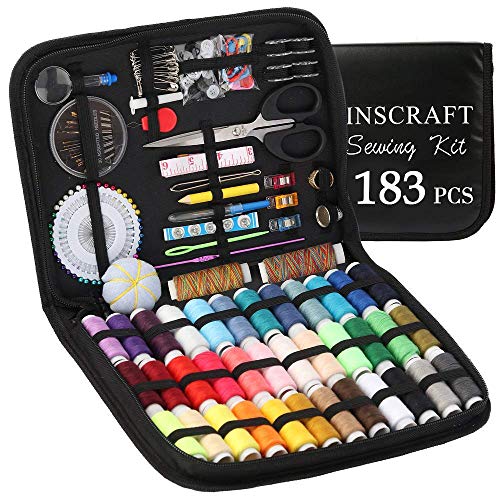 Product Cover Sewing Kit, 183 Premium Sewing Supplies, 38 XL Thread Spools, Suitable for Traveller, Adults, Kids, Beginner, Emergency, DIY and Home by Inscraft