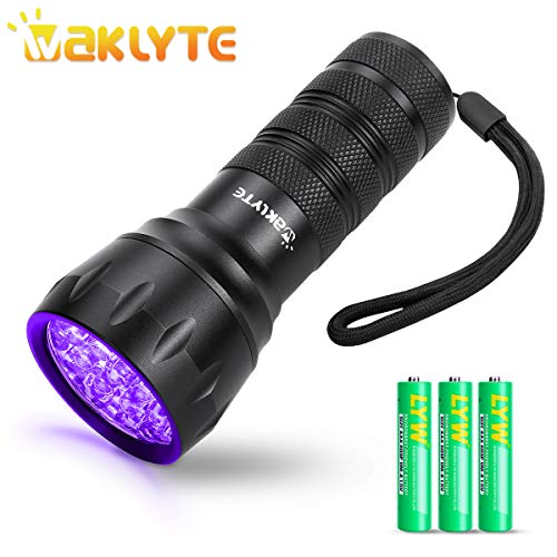 Product Cover Waklyte Black Light, Mini UV Flashlight, 21 LED 395 nm Ultraviolet Blacklight Detector for Dog Urine, Pet Stains and Bed Bug (Battery Included)