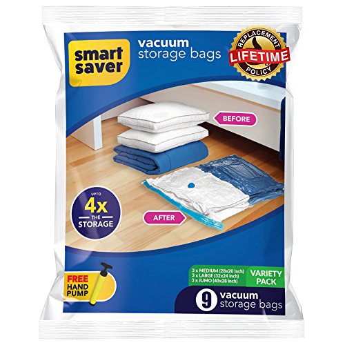 Product Cover Smart Saver 9 Vacuum Storage Bags - SmartSavers Space Saver Bags, 9 Pack (3XJUMBO, 3XMEDIUM, 3 X Large)