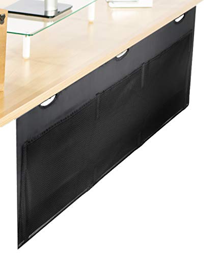 Product Cover VIVO Black 60 inch Under Desk Privacy and Cable Management Organizer Sleeve | Wire Hider Kit Panel System (DESK-SKIRT-60)
