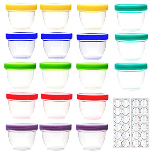 Product Cover 18 Pack Baby Food Storage, 4 Ounce Baby Food Containers with Lids, 6 Assorted Colors, with Lids Labels