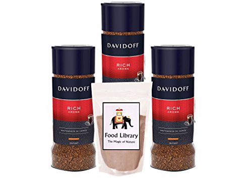 Product Cover FOOD LIBRARY THE MAGIC OF NATURE Davidoff Rich Aroma Instant Coffee and Food Library Drinking Chocolate Powder (100 g) - Pack of 3