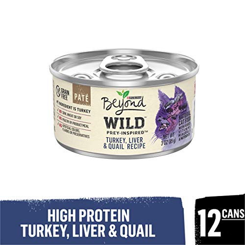 Product Cover Purina Beyond Grain Free, Natural, High Protein Pate Wet Cat Food, WILD Turkey, Liver & Quail - (12) 3 oz. Cans