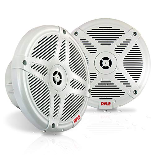 Product Cover 6.5 Inch Marine Speakers (Pair) - 2-way IP-X4 Waterproof and Weather Resistant Outdoor Audio Dual Stereo Sound System with 600 Watt Power and Low Profile Design - Pyle PLMR652W (White)