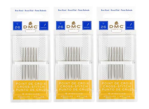 Product Cover DMC 3 Pack Size 26 Cross Stitch Needles (Total 18 Needles)