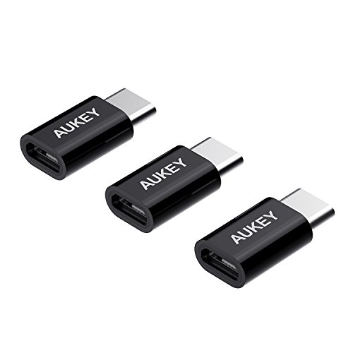Product Cover AUKEY USB C Adapter to Micro USB (3-Pack) OTG Supported USB C Connector to Micro USB with 56k Resistor Data Sync and Charge Compatible with Google Pixel 2/Pixel 2 XL, Huawei P10/P20 etc.