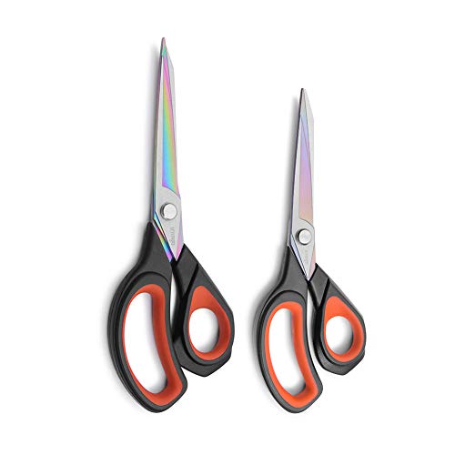 Product Cover LIVINGO 2 Pack Premium Tailor Scissors Heavy Duty Multi-Purpose Titanium Coating Forged Stainless Steel Sewing Fabric Leather Dressmaking Softgrip Shears Professional Crafting (8.5+9.5INCH)