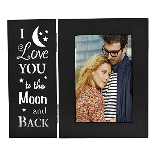 Product Cover YEASL Love Black Picture Frame 4X6 - I Love You to The Moon and Back Wood Photo Frame,Couples Mother Gift