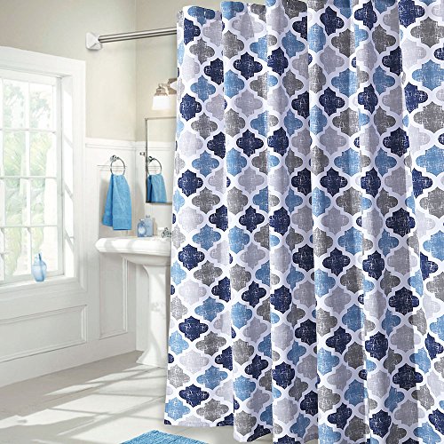 Product Cover Haperlare Quatrefoil Fabric Shower Curtain, Geometric Pattern Shower Curtain for Bathroom Showers and Bathtub, Cotton Blend Fabric Shower Curtain for Bathroom Decoration, 72