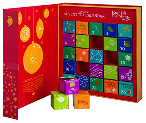 Product Cover English Tea Shop Organic Book Style Red Advent Calendar 25 Pyramid Tea Bags