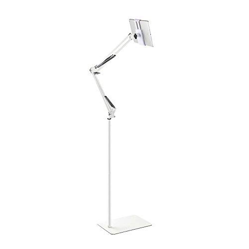 Product Cover Spessn Adjustable Floor Stand Universal 360-degree Rotatable Metal Tablet Holder Compatible Samsung Galaxy Tab and Phones(White)