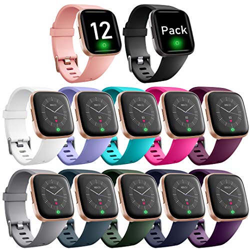 Product Cover Ouwegaga Compatible for Fitbit Versa 2 Bands Versa Lite Bands Women Men Straps Wristbands Large 12 Packs