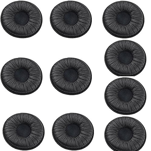 Product Cover Ear Cushions Leatherette Spare Replacement Earpads for Plantronics Supra Plus Encore and Most Standard Size Office Telephone Headsets H251 H251N H261 H261N H351 H351N H361 H361N (Pack of 10)