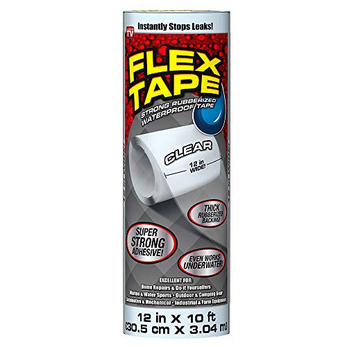 Product Cover Flex Tape Rubberized Waterproof Tape, 12 inches x 10 feet, Clear