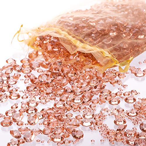 Product Cover Luxury Rose Gold Diamond Table Confetti Party & Wedding Decorations: Includes Over 3,000 Acrylic Sparkling Scatter Gems in Three Sizes
