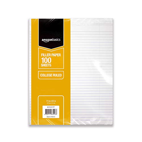 Product Cover AmazonBasics College Ruled Loose Leaf Filler Paper, 100 Sheet, 11 x 8.5 Inch, 6-Pack