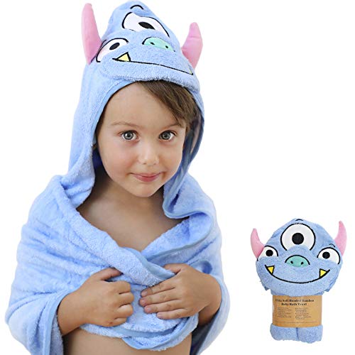 Product Cover Sonnellino | Baby Hooded Towels | Snoozy Bug Series Premium Plush 500 GSM Organic Bamboo | Infants, Toddlers, Boys & Girls (Monster)
