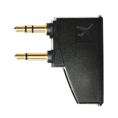 Product Cover Tranesca Replacement Airplane Headphone Adapter for Bose Quiet Comfort QC15 QC25 QC35 and More Headphones, Golden Plated 3.5mm Jack