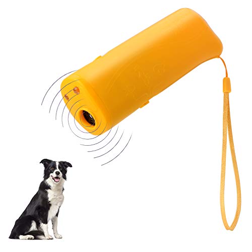 Product Cover POVAD Dog Barking Stop 3 in 1 Anti Ultrasonic Dog Repeller Bark Handheld Dog Trainer Device Safe Pet Training Devices (Yellow)