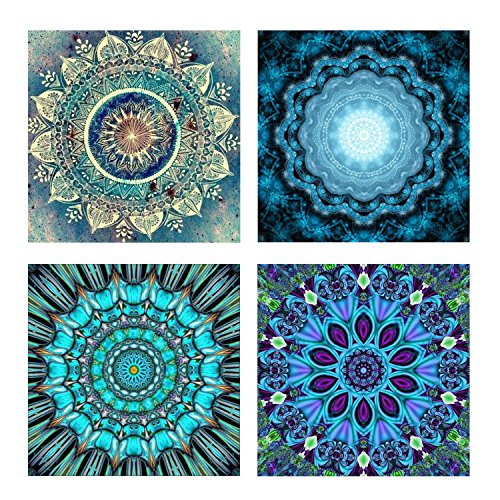 Product Cover 4 Pack DIY 5D Diamond Painting Kits for Adults Paint by Number Kits Full Drill Painting Diamond Pictures Arts Craft for Wall Decoration, Mandala Flower (10X10inch)