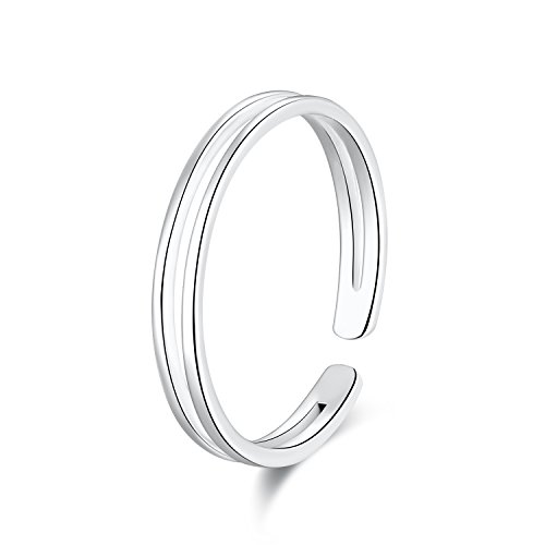 Product Cover SILBERTALE 925 Sterling Silver Thin Line Minimalist Open Cuff Toe Ring Band for Women Size 2-4