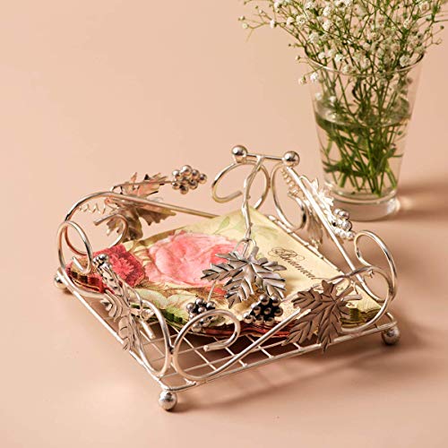 Product Cover Nestroots Iron Napkin/Tissue Paper Holder for Dining Table - 19 cm x 19 cm x 7.6 cm, Silver