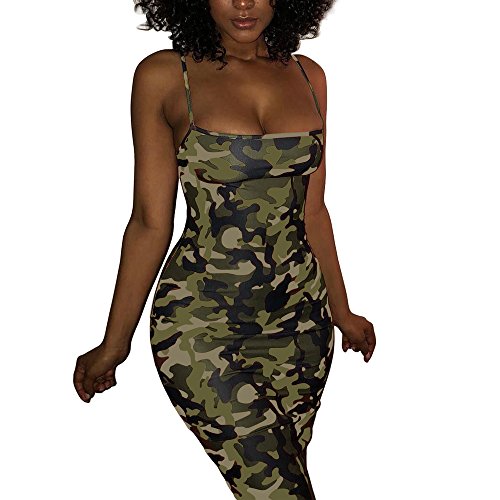Product Cover Camouflage Sexy Bodycon Clubwear Mini Dress for Women Party Club Night Spaghetti Strap Plus Size