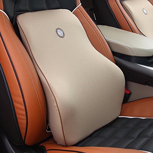 Product Cover Gigi (G-1328) Lumbar Support for Office Chair | Back Pillow for Car | Memory Foam Orthopedic Cushion - Provides Low Back Support | Improves Posture | Washable Cover (Apricot)