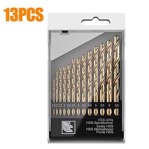 Product Cover 13 PCS Metric M35 Cobalt Steel Twist Drill Bit Set HSS Extremely Heat Resistant with Straight Shank to Cut Through Hard Metals Like A Hot Knife Through Butter,Such as Stainless Steel,Titanium Alloy