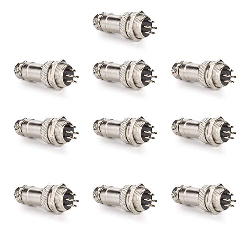 Product Cover DIYhz GX16 6 Pins Panel Mount Circular Metal Aviation Connector Adapter Male Female Plug Metal Socket (10 Pcs)