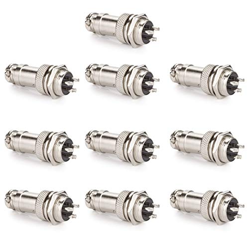 Product Cover DIYhz 10 Pcs GX16-3 Panel Metal Mount Circular Metal Aviation Connector Adapter Male Female Plug Socket (3 Pins)