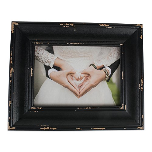 Product Cover DII Z02237 Rustic Farmhouse Distressed Wooden Picture Frame for Wall Hanging or Desk Use, 5x7, Black