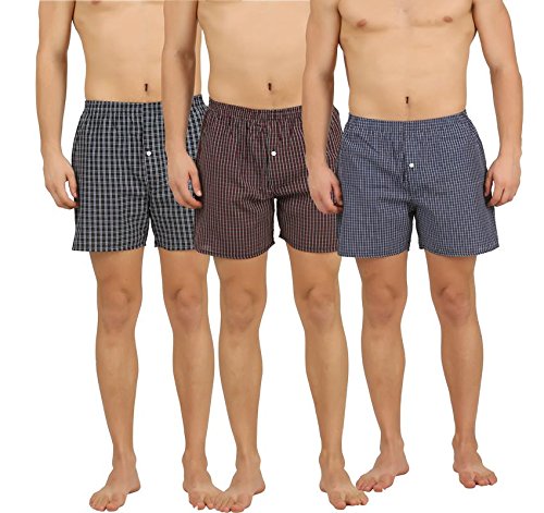 Product Cover Lucky Roger Mens Checked Boxers(Pack of Three)