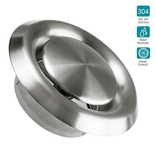 Product Cover Stainless Steel Vents, HG POWER Round Stainless Steel Wall Cover Air Vents Bull Nosed External Extractor Outlet Vents (6inch)