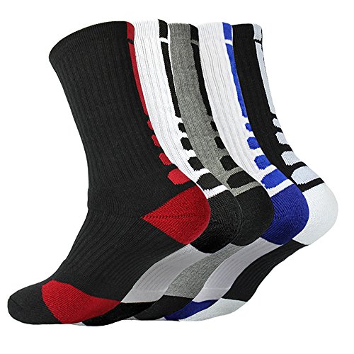 Product Cover 5 Pairs Men's Basketball Dri-Fit Athletic Crew Sock Cushioned Breathable Thickening Towel Outdoor Sport Accessories Socks