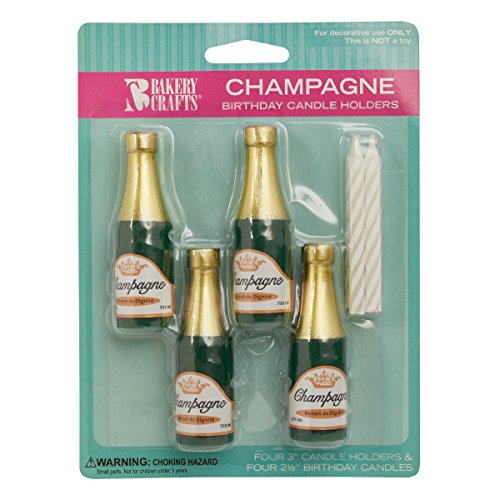 Product Cover Champagne Bottle Cake Candle Holders with Candles - 4 ct
