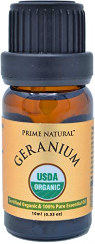 Product Cover Organic Geranium Oil 10ml - USDA Organic Certified - Natural Pure Undiluted Therapeutic Grade for Aromatherapy Scents Diffuser Natural Deodorant Skincare Calming Rose Floral Smell