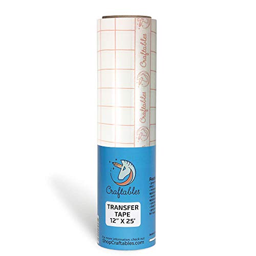 Product Cover Craftables Clear Vinyl Transfer Paper Tape roll w/Alignment Grid and Easy Release Paper | 12