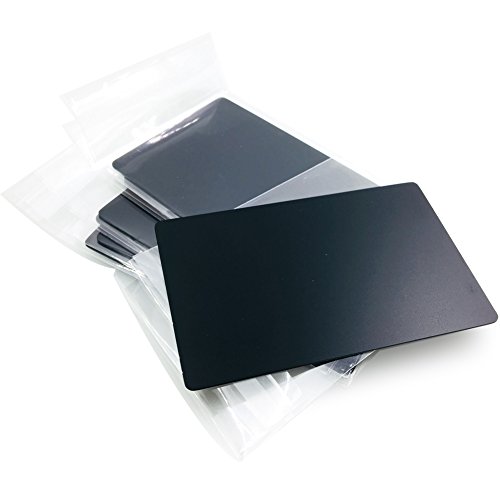 Product Cover Ebamaz Metal Business Cards Anodized Aluminum Plaque Plate 86X54X0.8mm (Black, Blank,10PCS)