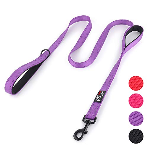 Product Cover Pioneer Petcore Dog Leash 6ft long,Traffic Padded Two Handle,Heavy Duty,Reflective Double Handles Lead for Control Safety Training,Leashes for Large Dogs or Medium Dogs,Dual Handles Leads (Purple)