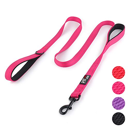 Product Cover Pioneer Petcore Dog Leash 6ft long,Traffic Padded Two Handle,Heavy Duty,Reflective Double Handles Lead for Control Safety Training,Leashes for Large Dogs or Medium Dogs,Dual Handles Leads(Pink)