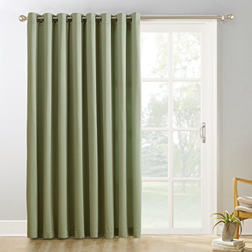 Product Cover Sun Zero Easton Extra-Wide Blackout Sliding Patio Door Curtain Panel with Pull Wand, 100