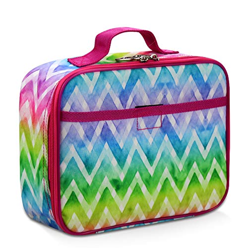 Product Cover Girls Rainbow Lunch Box by Fenrici for Preschool and K-6 Kids; Insulated Lunch Box for Kids, Spacious, Soft Sided, Food Safe, BPA Free, 10in x 7.5in x 3in