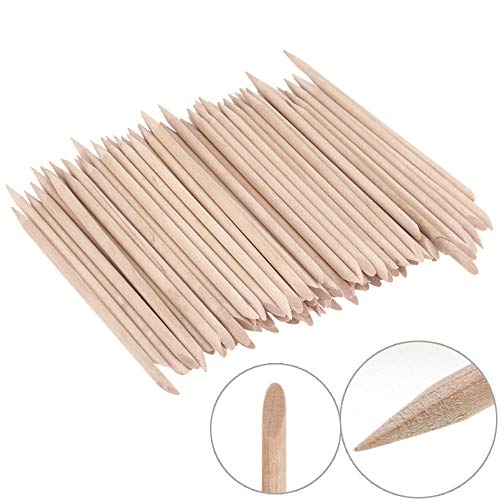 Product Cover KINGMAS 100 Pcs Nail Art Orange Wood Stick Double Heads Cuticle Pusher Remover Sticks Manicure Pedicure Tool, 4.5 inch